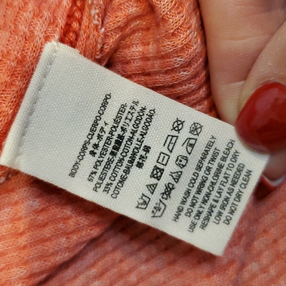We the Free Kai Henley Waffle Knit Oversized Top button chest sz Medium - Picture 7 of 7